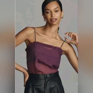 NWT Anthropologie Maeve Purple Layered Ruffle Trimmed Cami